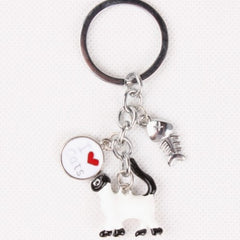 I Love White Cats and Fish Bone Lovely Charm Pendant