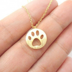 Cut Coin Shaped Dog Paw Necklace