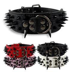 2inch Wide Cool Sharp Spiked Studded Leather Dog Collars