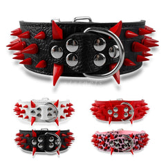 2inch Wide Cool Sharp Spiked Studded Leather Dog Collars